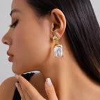Square Pleated Drop Earrings