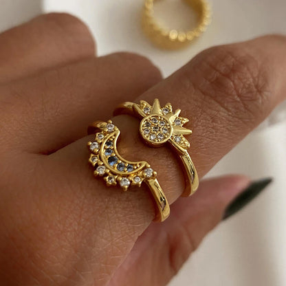 Sun-Moon Rhinestone Ring