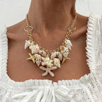 Boho Starfish & Shell Pendant Necklace