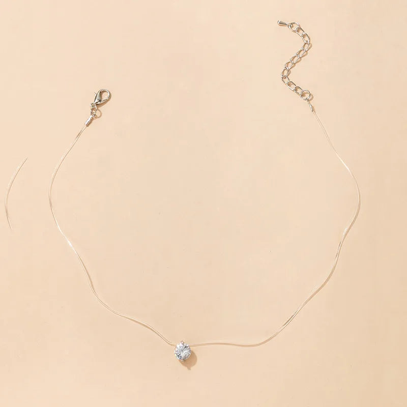 Invisible Chain Crystal Necklace