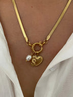 Pearl Heart Initial Necklace