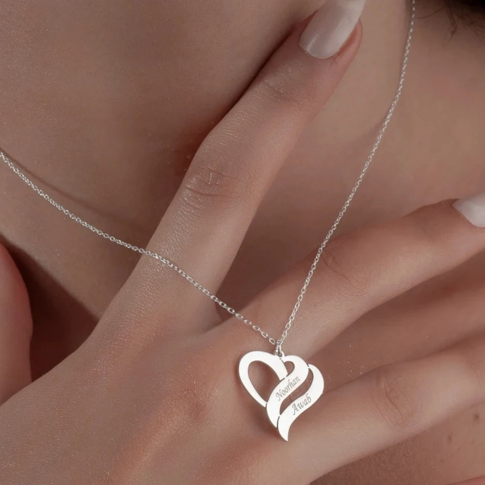 Personalized Double Name Heart Necklace