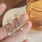 Crystal Hollow Rabbit Earrings
