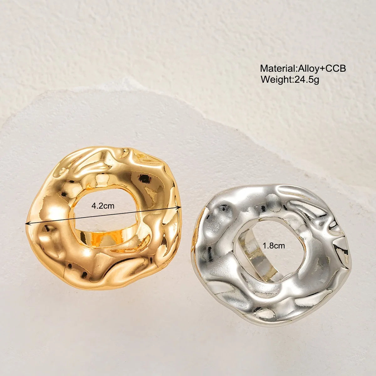 2 PCS Bold Abstract Circle Ring Set