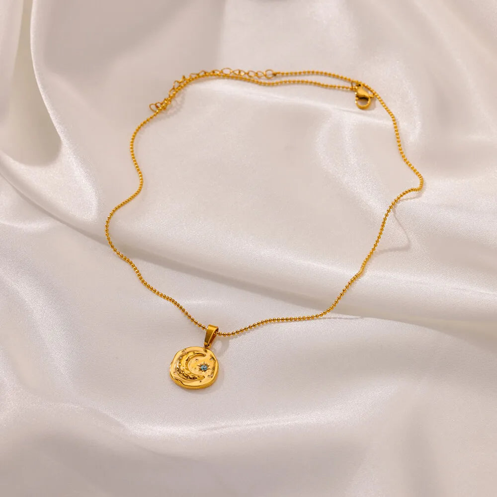 Blue Star Moon Necklace