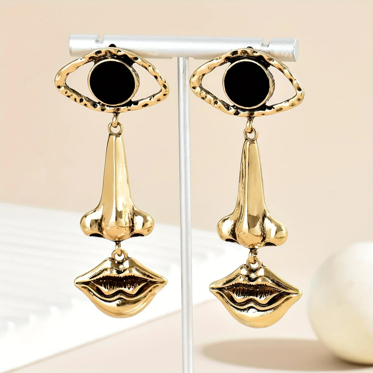 Abstract Black Eye Portrait Earrings