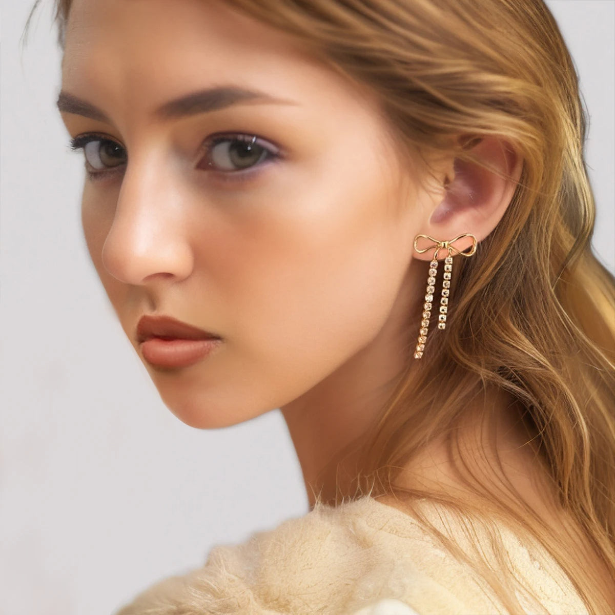 Rhinestone Bow Earrings
