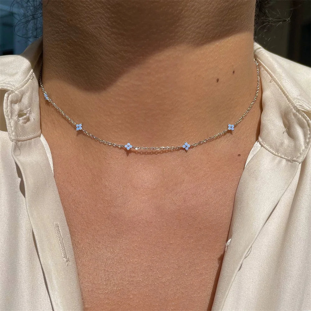Crystal Clover Choker Necklace