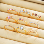 9 PCS Crystal Love Ring Set