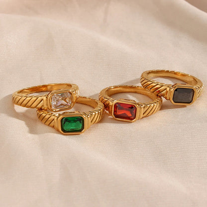 Thin Square Stone Ring