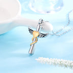 Custom Wings Cross Heart Urn Necklace