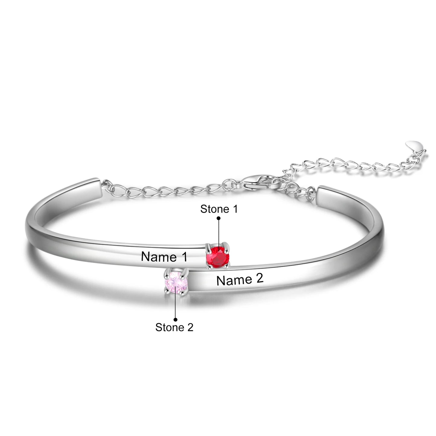 Personalized Birthstone Bangle Bracelet