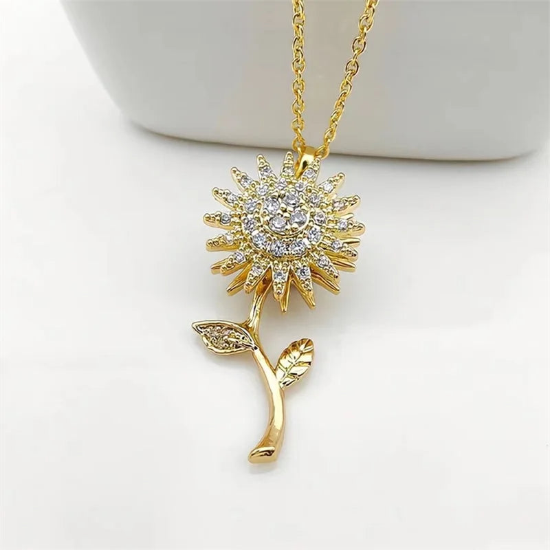 Rotatable Sunflower Necklace