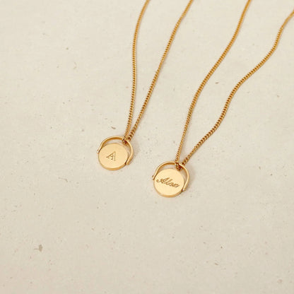 Gold Initial Spinner Necklace