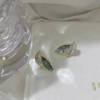 Grey Leaf Stud Earrings