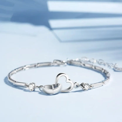 Silver Double Heart Bracelet