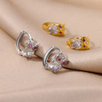 Crystal Owl Hoop Earrings