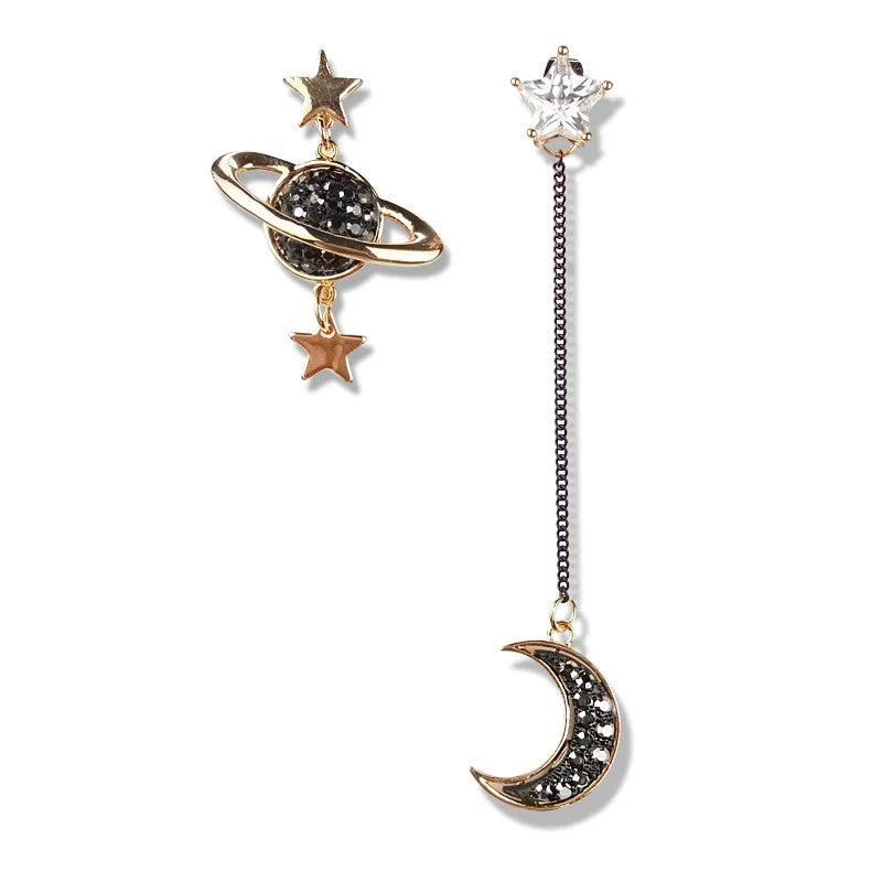 Rhinestone Moon & Star Earrings