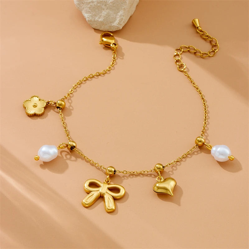 Minimal Bow Charm Bracelet