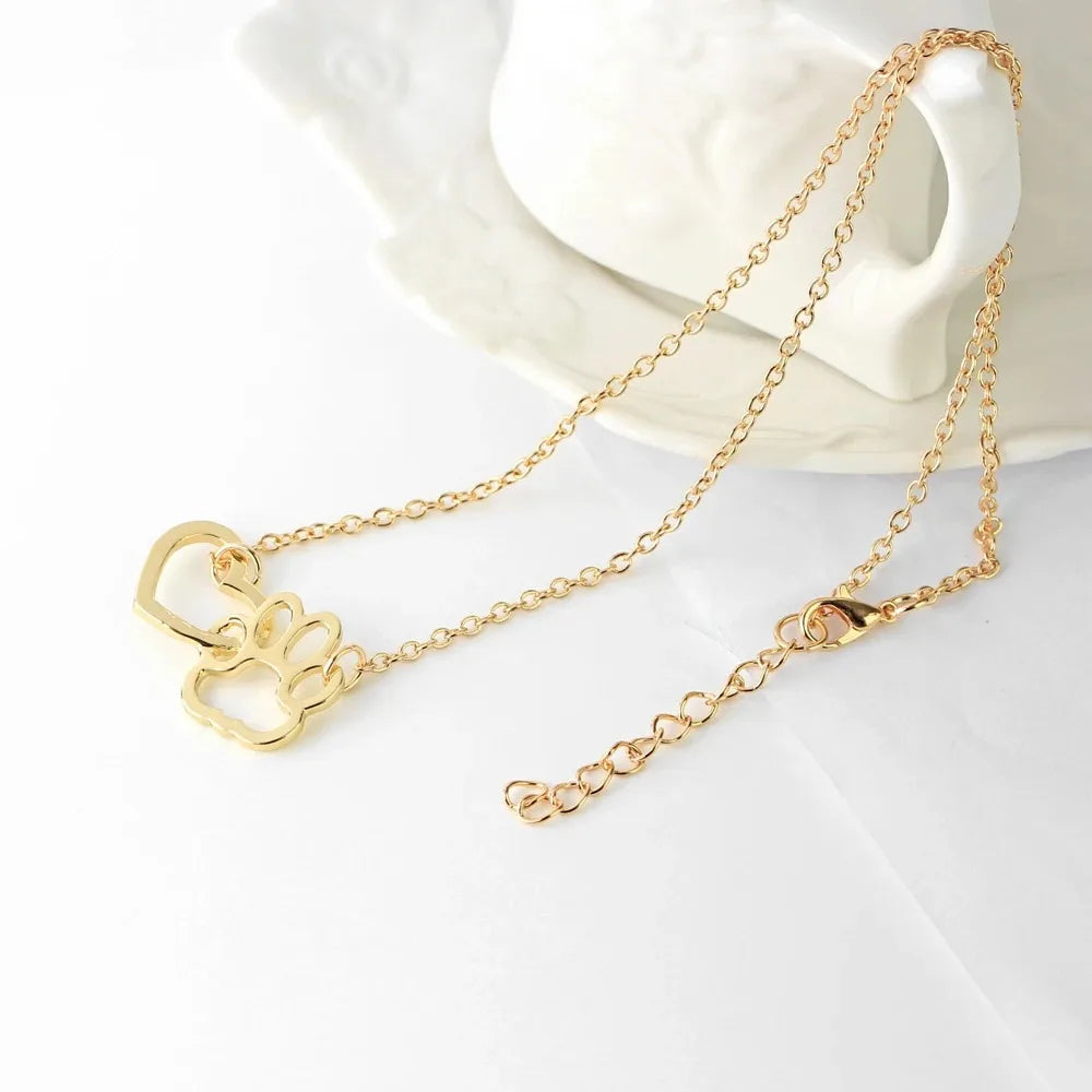 Hollow Heart Paw Necklace