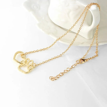 Hollow Heart Paw Necklace