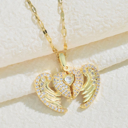 Embrace Angel Wing Heart Necklace