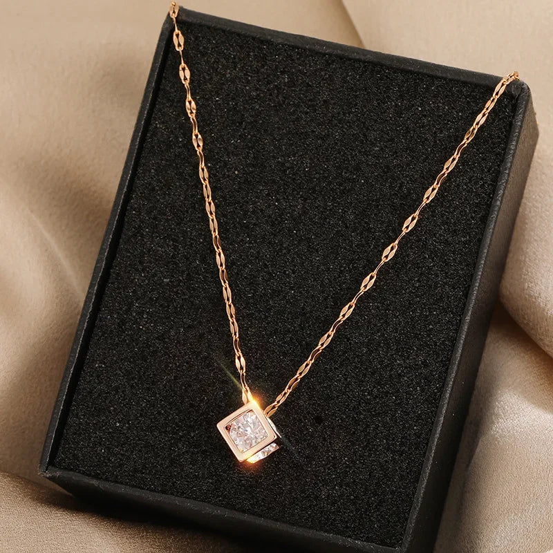 Hollow Square Necklace
