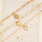3 PCS Boho Heart Pendant Necklace Set