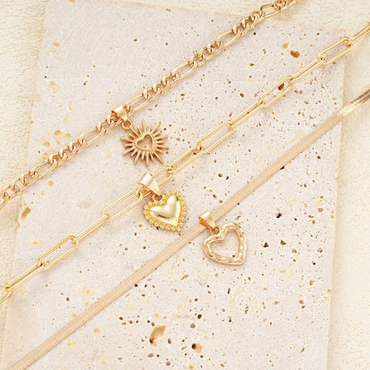 3 PCS Boho Heart Pendant Necklace Set