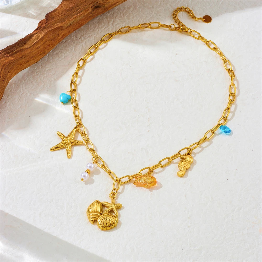 Conch Starfish Necklace