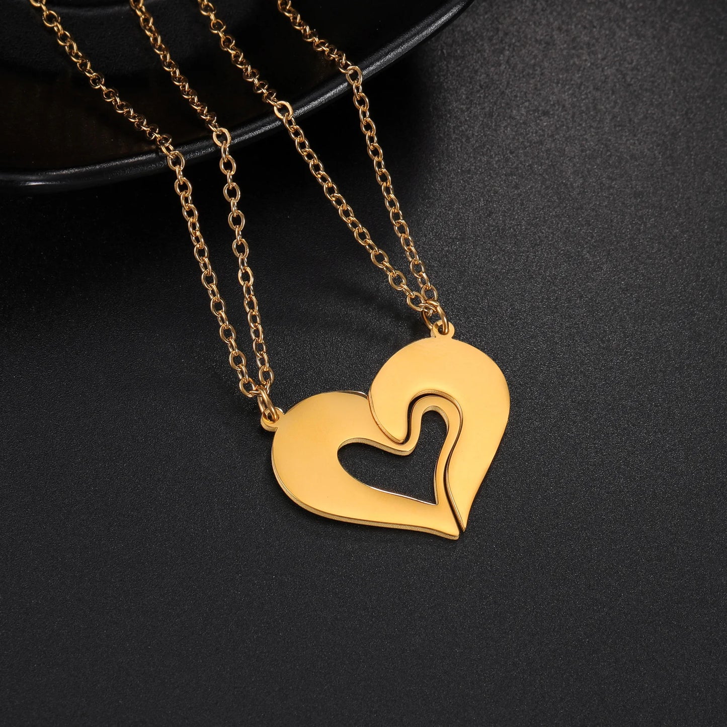 Engraved Name Couple Heart Necklace