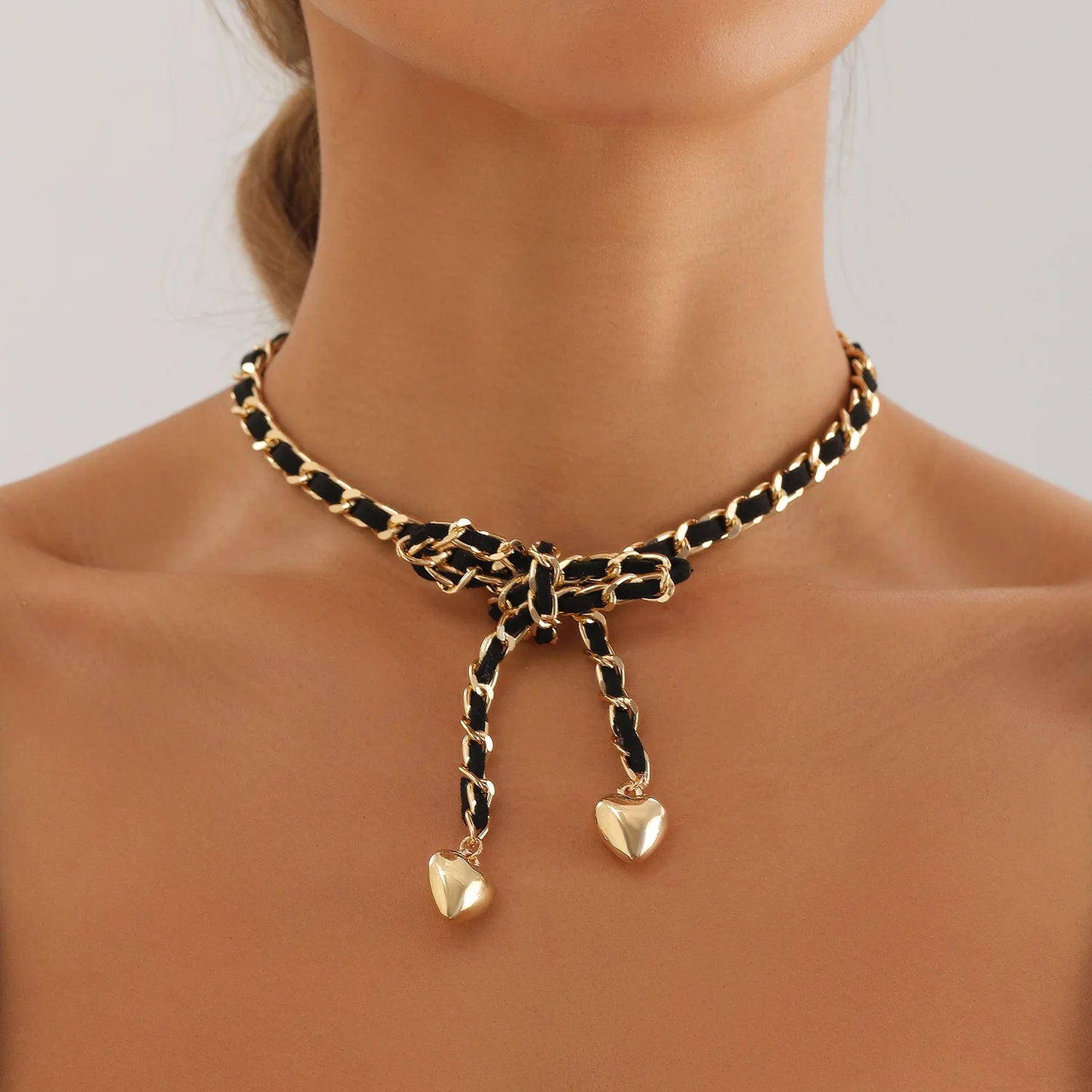 Gold Braided Heart Necklace