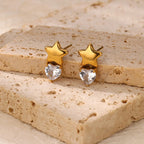 Heart Zircon Star Earrings