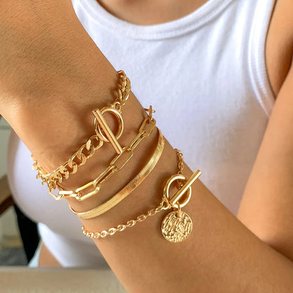 Cuban Link Coin Pendant Bracelet