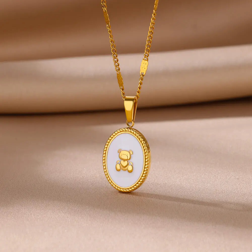 Oval Bear Necklace
