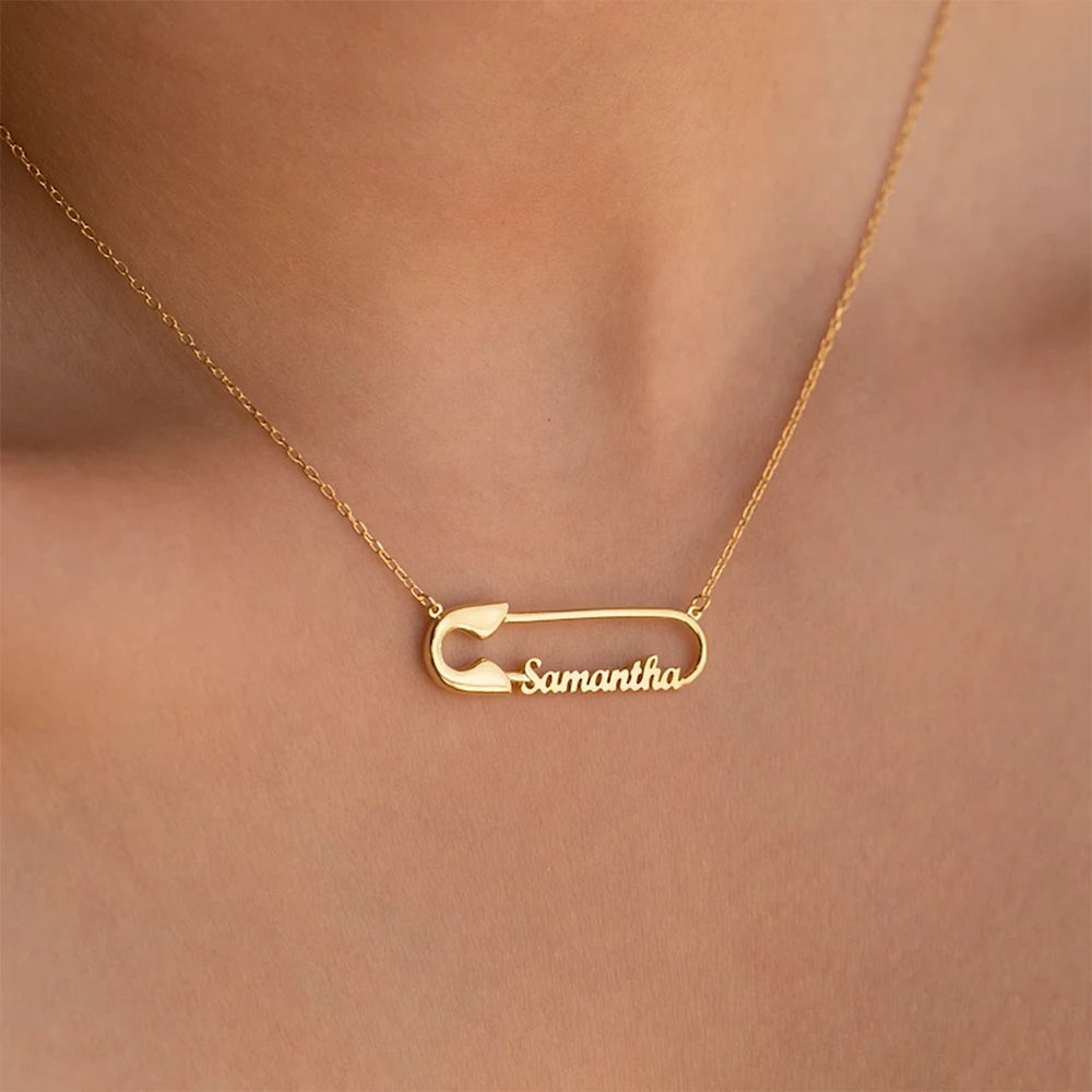 Personalized Gold Pin Necklace