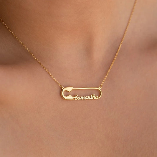 Personalized Gold Pin Necklace