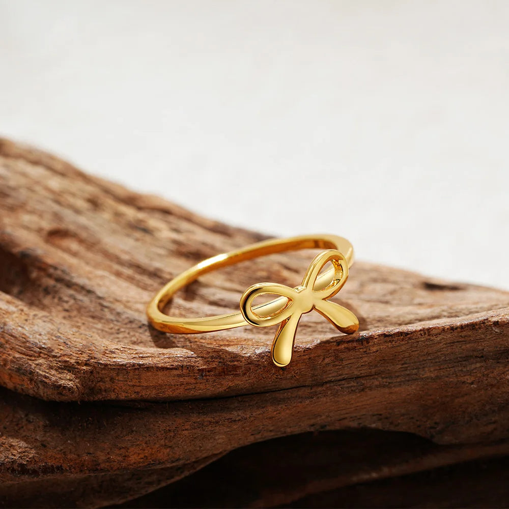 Miniature Gold Bow Ring