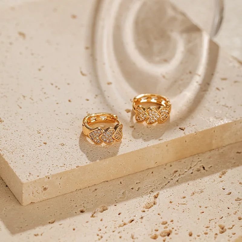 Triple Heart Hoop Earrings