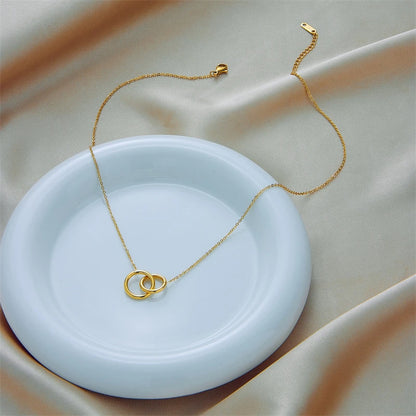 Golden Double Ring Necklace