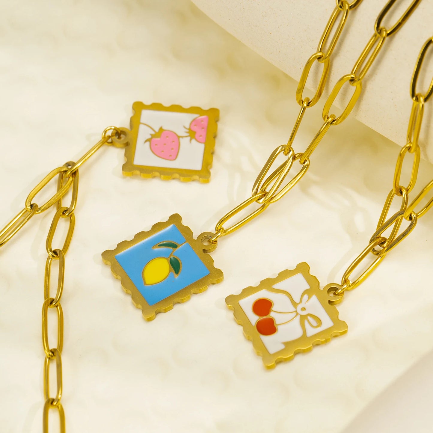 Whimsical Fruit Charm Necklace
