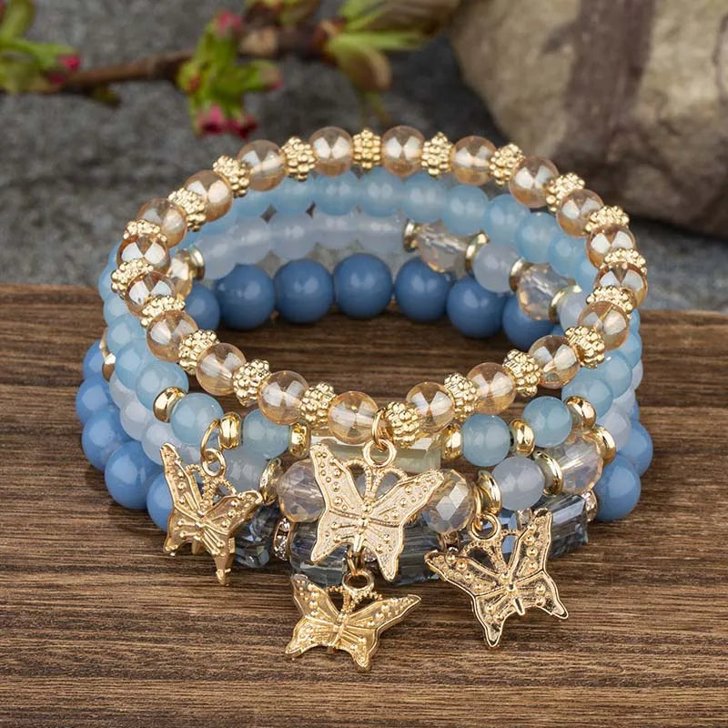 Beaded Butterfly Bracelet Set