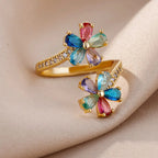 Colored Double Flower Ring
