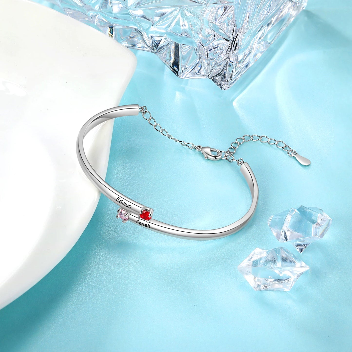 Personalized Birthstone Bangle Bracelet