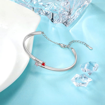 Personalized Birthstone Bangle Bracelet