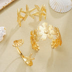 3 PCS Starfish & Floral Statement Cuff Set