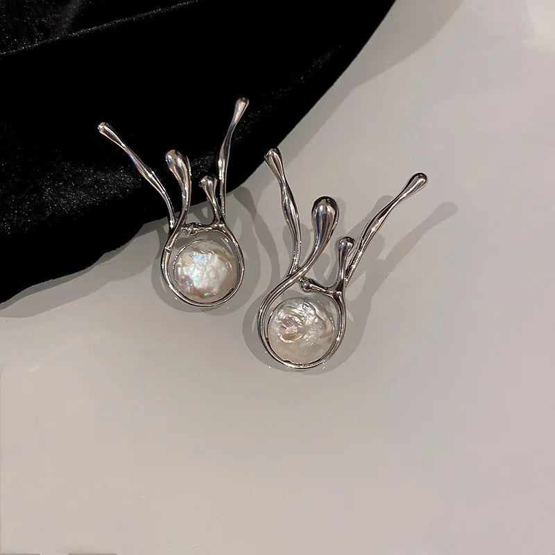 Irregular Pearl Stud Earrings