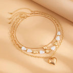 3 PCS Pearl Tassel Heart Choker Necklace