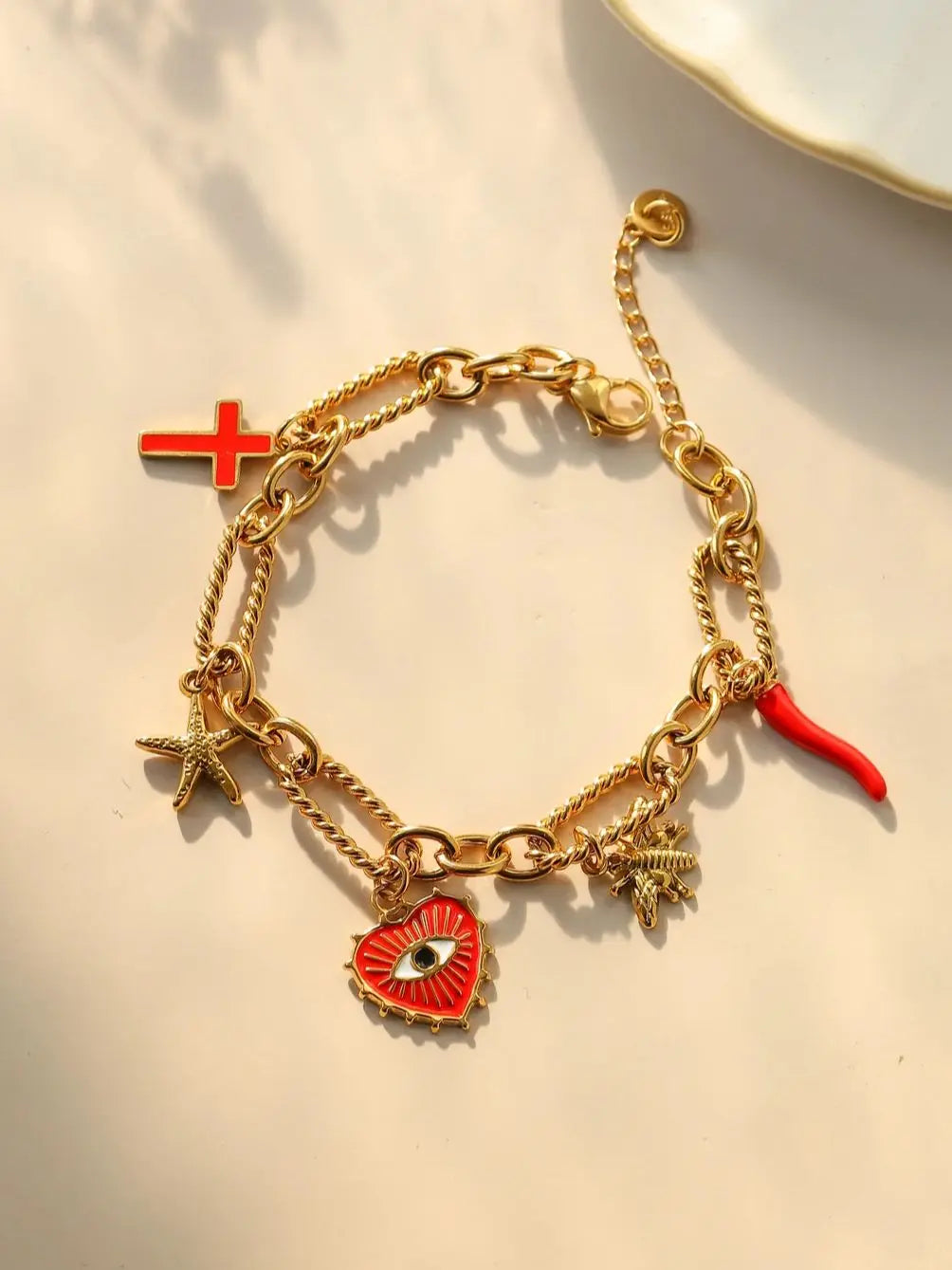 Evil Eye Heart Charm Bracelet