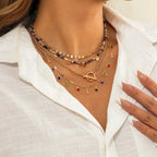 4 PCS Boho Crystal Tassel Choker Set